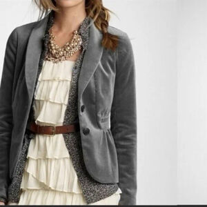 J.Crew Eden Velvet Peplum Blazer in light grey Size 4